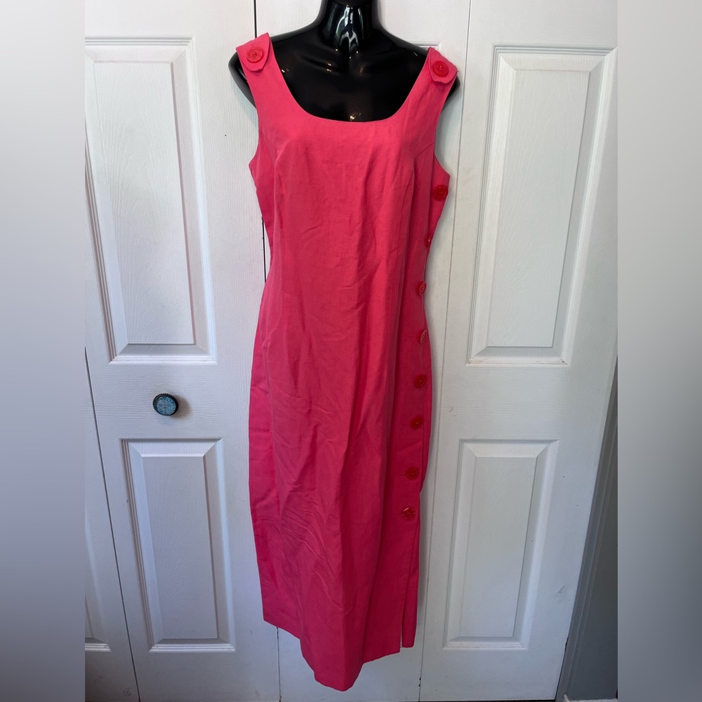 CASUAL CORNER (from Italy), coral maxi dress linen blend